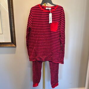 Aibrou Red and Blue Striped womens Pajamas NWT L